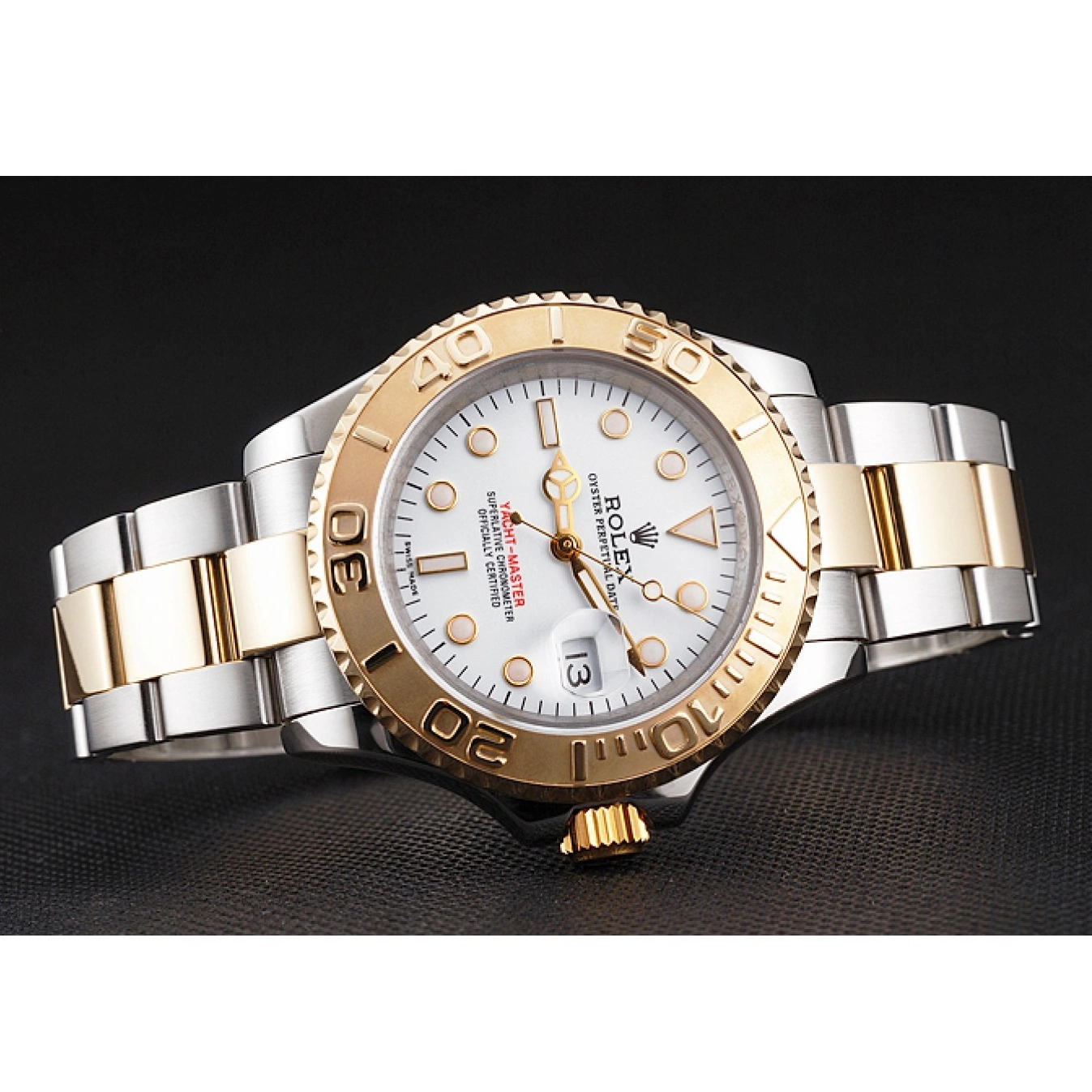 AAA Replica Watches White Gold Yacht-Master Steel Two Dial Tone Stainless Bracelet Bezel Swiss Rolex Case 0608